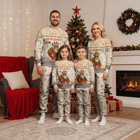 Native American Christmas Pajama Set with Beige Tribal Pattern Santa Claus and Dreamcatcher Motif - Wonder Print Shop