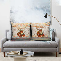 Native American Christmas Pillow Cover with Beige Tribal Pattern Santa Claus and Dreamcatcher Motif - Wonder Print Shop