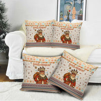 Native American Christmas Pillow Cover with Beige Tribal Pattern Santa Claus and Dreamcatcher Motif - Wonder Print Shop