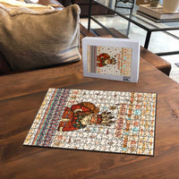 Native American Christmas Puzzle with Beige Tribal Pattern Santa Claus and Dreamcatcher Motif - Wonder Print Shop