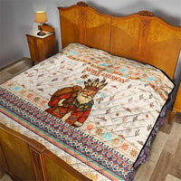 Native American Christmas Quilt with Beige Tribal Pattern Santa Claus and Dreamcatcher Motif - Wonder Print Shop