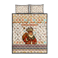 Native American Christmas Quilt Bed Set with Beige Tribal Pattern Santa Claus and Dreamcatcher Motif - Wonder Print Shop