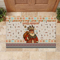 Native American Christmas Rubber Doormat with Beige Tribal Pattern Santa Claus and Dreamcatcher Motif - Wonder Print Shop
