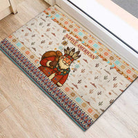 Native American Christmas Rubber Doormat with Beige Tribal Pattern Santa Claus and Dreamcatcher Motif - Wonder Print Shop