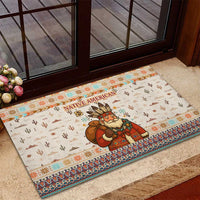 Native American Christmas Rubber Doormat with Beige Tribal Pattern Santa Claus and Dreamcatcher Motif - Wonder Print Shop