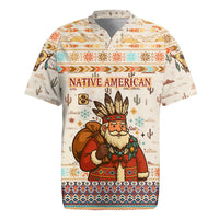 Native American Christmas Rugby Jersey with Beige Tribal Pattern Santa Claus and Dreamcatcher Motif - Wonder Print Shop