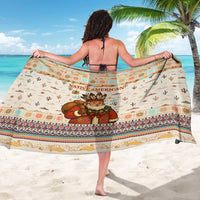 Native American Christmas Sarong with Beige Tribal Pattern Santa Claus and Dreamcatcher Motif - Wonder Print Shop