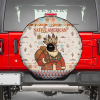 Native American Christmas Spare Tire Cover with Beige Tribal Pattern Santa Claus and Dreamcatcher Motif - Wonder Print Shop