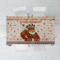 Native American Christmas Tablecloth with Beige Tribal Pattern Santa Claus and Dreamcatcher Motif - Wonder Print Shop