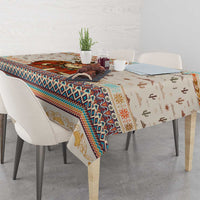 Native American Christmas Tablecloth with Beige Tribal Pattern Santa Claus and Dreamcatcher Motif - Wonder Print Shop