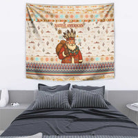 Native American Christmas Tapestry with Beige Tribal Pattern Santa Claus and Dreamcatcher Motif - Wonder Print Shop