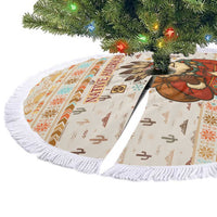 Native American Christmas Tree Skirt with Beige Tribal Pattern Santa Claus and Dreamcatcher Motif - Wonder Print Shop