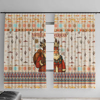 Native American Christmas Window Curtain with Beige Tribal Pattern Santa Claus and Dreamcatcher Motif - Wonder Print Shop