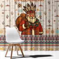 Native American Christmas Window Curtain with Beige Tribal Pattern Santa Claus and Dreamcatcher Motif - Wonder Print Shop