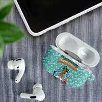 Bahamas Christmas AirPods Case with Teal Palm Pattern Carnival Santa and National Emblem Motif - Wonder Print Shop