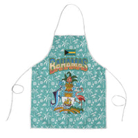 Bahamas Christmas Apron with Teal Palm Pattern Carnival Santa and National Emblem Motif - Wonder Print Shop