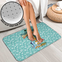 Bahamas Christmas Bathroom Set with Teal Palm Pattern Carnival Santa and National Emblem Motif - Wonder Print Shop