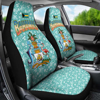 Bahamas Christmas Car Seat Cover with Teal Palm Pattern Carnival Santa and National Emblem Motif - Wonder Print Shop