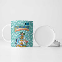 Bahamas Christmas Ceramic Mug with Teal Palm Pattern Carnival Santa and National Emblem Motif - Wonder Print Shop