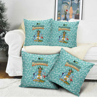 Bahamas Christmas Pillow Cover with Teal Palm Pattern Carnival Santa and National Emblem Motif - Wonder Print Shop