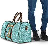 Bahamas Christmas Travel Bag with Teal Palm Pattern Carnival Santa and National Emblem Motif - Wonder Print Shop