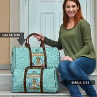 Bahamas Christmas Travel Bag with Teal Palm Pattern Carnival Santa and National Emblem Motif - Wonder Print Shop