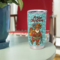 Bahamas Christmas Tumbler Cup with Teal Palm Pattern Carnival Santa and National Emblem Motif - Wonder Print Shop