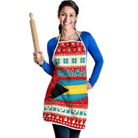 Bahamas Christmas Apron with Red Festive Pattern Sailing Santa and National Flag Motif - Wonder Print Shop