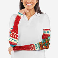 Bahamas Christmas Arm Sleeves with Red Festive Pattern Sailing Santa and National Flag Motif - Wonder Print Shop