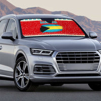 Bahamas Christmas Auto Sun Shade with Red Festive Pattern Sailing Santa and National Flag Motif - Wonder Print Shop