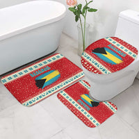Bahamas Christmas Bathroom Set with Red Festive Pattern Sailing Santa and National Flag Motif - Wonder Print Shop