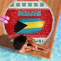 Bahamas Christmas Beach Blanket with Red Festive Pattern Sailing Santa and National Flag Motif - Wonder Print Shop