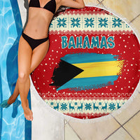 Bahamas Christmas Beach Blanket with Red Festive Pattern Sailing Santa and National Flag Motif - Wonder Print Shop