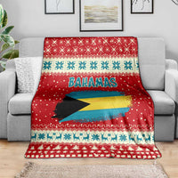 Bahamas Christmas Blanket with Red Festive Pattern Sailing Santa and National Flag Motif - Wonder Print Shop