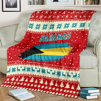 Bahamas Christmas Blanket with Red Festive Pattern Sailing Santa and National Flag Motif - Wonder Print Shop