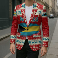 Bahamas Christmas Blazer with Red Festive Pattern Sailing Santa and National Flag Motif - Wonder Print Shop