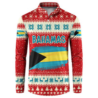 Bahamas Christmas Button Sweatshirt with Red Festive Pattern Sailing Santa and National Flag Motif - Wonder Print Shop