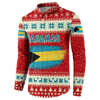 Bahamas Christmas Button Sweatshirt with Red Festive Pattern Sailing Santa and National Flag Motif - Wonder Print Shop