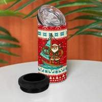 Bahamas Christmas 4 in 1 Can Cooler Tumbler with Red Festive Pattern Sailing Santa and National Flag Motif - Wonder Print Shop