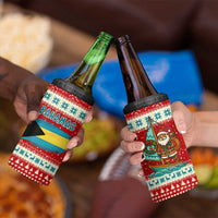 Bahamas Christmas 4 in 1 Can Cooler Tumbler with Red Festive Pattern Sailing Santa and National Flag Motif - Wonder Print Shop