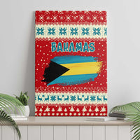 Bahamas Christmas Canvas Wall Art with Red Festive Pattern Sailing Santa and National Flag Motif - Wonder Print Shop
