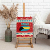 Bahamas Christmas Canvas Wall Art with Red Festive Pattern Sailing Santa and National Flag Motif - Wonder Print Shop
