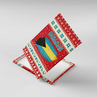 Bahamas Christmas Canvas Wall Art with Red Festive Pattern Sailing Santa and National Flag Motif - Wonder Print Shop