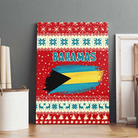 Bahamas Christmas Canvas Wall Art with Red Festive Pattern Sailing Santa and National Flag Motif - Wonder Print Shop