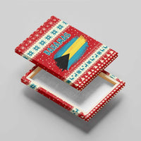 Bahamas Christmas Canvas Wall Art with Red Festive Pattern Sailing Santa and National Flag Motif - Wonder Print Shop
