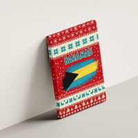 Bahamas Christmas Canvas Wall Art with Red Festive Pattern Sailing Santa and National Flag Motif - Wonder Print Shop