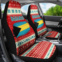 Bahamas Christmas Car Seat Cover with Red Festive Pattern Sailing Santa and National Flag Motif - Wonder Print Shop