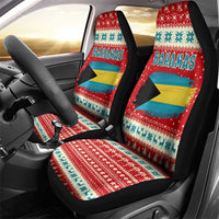 Bahamas Christmas Car Seat Cover with Red Festive Pattern Sailing Santa and National Flag Motif - Wonder Print Shop