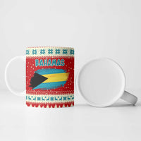 Bahamas Christmas Ceramic Mug with Red Festive Pattern Sailing Santa and National Flag Motif - Wonder Print Shop
