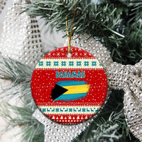 Bahamas Christmas Ceramic Ornament with Red Festive Pattern Sailing Santa and National Flag Motif - Wonder Print Shop